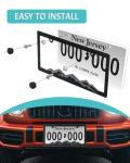NJNYLLC Mountain License Plate Frames - Plastic Car Tag Holders with Raised Mountain Design, Gray on Black, 2 Pack 2 Hole with Screws & Caps, Mountain Vinyl Sticker Included