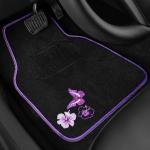 CAR PASS Embroidery Butterfly and Flower Car Floor Mats, Purple Car Floor Mats, Universal Fit 95% Automotive,SUVS,Sedan,Vans,for Women,Girly,Set of 4(Black with Purple)