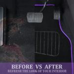 CAR PASS Embroidery Butterfly and Flower Car Floor Mats, Purple Car Floor Mats, Universal Fit 95% Automotive,SUVS,Sedan,Vans,for Women,Girly,Set of 4(Black with Purple)