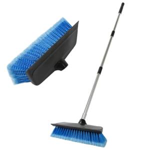 NAVAPAL 52" Car Wash Brush with Long Handle | Built-in Rubber Squeegee & Rubber Bumper | Lightweight extendable Handle | Soft Bristle Brush for Car, RV, Boat, Solar Panel, Deck Washing