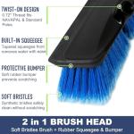 NAVAPAL 52" Car Wash Brush with Long Handle | Built-in Rubber Squeegee & Rubber Bumper | Lightweight extendable Handle | Soft Bristle Brush for Car, RV, Boat, Solar Panel, Deck Washing