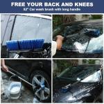 NAVAPAL 52" Car Wash Brush with Long Handle | Built-in Rubber Squeegee & Rubber Bumper | Lightweight extendable Handle | Soft Bristle Brush for Car, RV, Boat, Solar Panel, Deck Washing