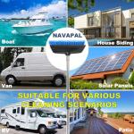 NAVAPAL 52" Car Wash Brush with Long Handle | Built-in Rubber Squeegee & Rubber Bumper | Lightweight extendable Handle | Soft Bristle Brush for Car, RV, Boat, Solar Panel, Deck Washing