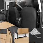 CAR PASS Leather Seat Covers Full Set Universal Water Resistant 3D Foam Back Support, Luxury Comfort Automotive 5 Seat Covers All Season Fit for SUV,Sedan,Van, Airbag Compatible Elegance(Beige Black)