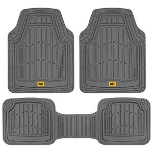 Cat® ToughRide™ Heavy-Duty 3 Piece Rubber All Season Floor Mats for Car Truck Van SUV, Gray - Premium Trim to Fit Car sFloor Mat, All Weather Deep Dish Automotive Floor Mats, Total Dirt Protection