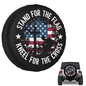 OwnBosy RV Trailer Tire Cover with American Flag - Waterproof, Dustproof, Universal for SUV Truck Travel, 15 Inch