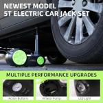 ROGTZ Upgraded Electric Hydraulic Car Jack Kit 5 Ton 12V Portable Lift Range 20.9 Inch with Impact Wrench and Tire Inflator Pump for SUV Sedan Truck Repair Floor Jack for Tire Change with LED Light