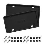 Car License Plate Frame, 2 PCS Anti-Theft Universal Silicone License Plate Frame for Cars, SUVs, Vehicles, Rustproof License Plate Frame, Auto Accessories for Men & Women (Black/2PCS)