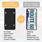 Car License Plate Frame, 2 PCS Anti-Theft Universal Silicone License Plate Frame for Cars, SUVs, Vehicles, Rustproof License Plate Frame, Auto Accessories for Men & Women (Black/2PCS)