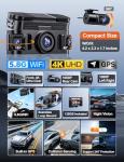 KEYROO 360° View 4K 4 Channel Dash Cam Front and Rear Inside Left Right, Built-in GPS, 5.8GHz WiFi, Car Dash Camera for Cars with App Connect, Support Parking Mode, G-Sensor, Free 128GB Card