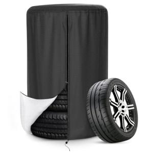 AKEfit Tire Cover, Heavy Duty Waterproof and Dustproof Tire Storage Bag for Trailer RV SUV Truck Tires with Zipper (Black,Holding 4 Tires Within 27 Inch Diameter)