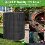 AKEfit Tire Cover, Heavy Duty Waterproof and Dustproof Tire Storage Bag for Trailer RV SUV Truck Tires with Zipper (Black,Holding 4 Tires Within 27 Inch Diameter)