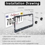 Amiss Bling License Plate Frame for Women, 2Pack Rhinestone Handcrafted Crystal Premium Stainless Steel, Stainless Steel Car Accessories with Diamond Sparkle Glitter Caps (Black)