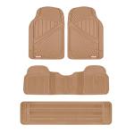 Motor Trend 3-Row Heavy Duty Rubber Floor Mats & Liners for Car SUV Van, Front 2nd & 3rd Row Durable Polymerized Latex Full Interior Protection, Extra-High Ridgeline Design, Beige