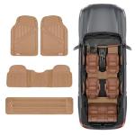 Motor Trend 3-Row Heavy Duty Rubber Floor Mats & Liners for Car SUV Van, Front 2nd & 3rd Row Durable Polymerized Latex Full Interior Protection, Extra-High Ridgeline Design, Beige
