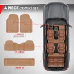 Motor Trend 3-Row Heavy Duty Rubber Floor Mats & Liners for Car SUV Van, Front 2nd & 3rd Row Durable Polymerized Latex Full Interior Protection, Extra-High Ridgeline Design, Beige