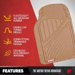 Motor Trend 3-Row Heavy Duty Rubber Floor Mats & Liners for Car SUV Van, Front 2nd & 3rd Row Durable Polymerized Latex Full Interior Protection, Extra-High Ridgeline Design, Beige