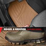 Motor Trend 3-Row Heavy Duty Rubber Floor Mats & Liners for Car SUV Van, Front 2nd & 3rd Row Durable Polymerized Latex Full Interior Protection, Extra-High Ridgeline Design, Beige
