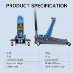 LARBANKE 3 Ton Floor Jack with Dual Pistons Quick Lift Pump,6600 LBS Low Profile Carbon Steel Floor Jack,Lifting Range 2.87"-19.69",for Sport Utility Vehicle,Blue