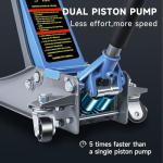 LARBANKE 3 Ton Floor Jack with Dual Pistons Quick Lift Pump,6600 LBS Low Profile Carbon Steel Floor Jack,Lifting Range 2.87"-19.69",for Sport Utility Vehicle,Blue