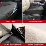 BOPUOVRE Car Seat Cover for Luxury & Comfort - PU Leather, Anti-Slip, Full Wrap Protection with Storage Pocket for Bottom Cushion - Universal Fit for 95% of Vehicles (Black,2 Piece)