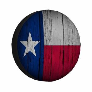 MIYASANG Texas State Flag Spare Tire Cover American Red Blue White Star Wooden Aged Wall Weatherproof Universal Wheel Protectors Camper Tire Covers for Trailer Rv Travel(17 inch)