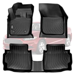 VIWIK Floor Mats for Ford Fusion 2013-2016 & for Lincoln MKZ 2013-2016, TPE Rubber Car Mats All Weather Custom Floor Liners for Fusion & MKZ Front & Rear Non-Slip Odorless