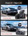 VIRROW Dash Cam Front and Rear: 4K+2.5K Dash Camera for Cars with Touch Screen 3.39" - Dashcam with WiFi APP Control 64GB Parking Mode Night Vision Loop Recording Emergency Lock (X5)