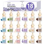 AROIC Car Air Freshener, 18 Pack Long Lasting Hanging Car Air Freshener Diffuser Set for Women & Men, 6 Premium Scents Essential Oil Vehicle Aroma Fragrance Gift (8ml Each)