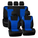 FH Group Car Seat Covers Full Set 3D Air Mesh - Universal Fit, Automotive Seat Covers,Low Back Seat Cover,Airbag Compatible,Split Bench Rear Seat,Washable Car Seat Cover for SUV,Sedan Blue
