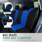 FH Group Car Seat Covers Full Set 3D Air Mesh - Universal Fit, Automotive Seat Covers,Low Back Seat Cover,Airbag Compatible,Split Bench Rear Seat,Washable Car Seat Cover for SUV,Sedan Blue