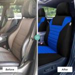 FH Group Car Seat Covers Full Set 3D Air Mesh - Universal Fit, Automotive Seat Covers,Low Back Seat Cover,Airbag Compatible,Split Bench Rear Seat,Washable Car Seat Cover for SUV,Sedan Blue