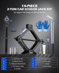 Orion Motor Tech 2 Ton Scissor Jack, 14 pc. Dual-Action Car Scissor Jack Kit for Sedan SUV MPV with Drill Socket Ratchet Wrench, 4409 lb. Portable Car Jack and Stand Kit for Spare Tire Changing
