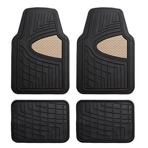 FH Group Automotive Floor Mats - Heavy-Duty Rubber Floor Mats for Cars, Universal Fit Full Set, Climaproof Floor Mats, Trimmable Floor Mats for Most Sedan, SUV, Truck Floor Mats Beige