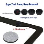 BGGTMO Matte Black Aluminum License Plate Frames- 2 Pack Heavy Duty Car Tag Cover for Front & Rear, 4 Hole Rust Proof Universal Holder, Mount Screws Caps, Inserts, Rattle Proof Pads