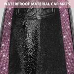 CAR PASS Bling Diamond Car Floor Mat Shining Rhinestones Carpet, Sparkly Glitter Crystal Anti-Slip PVC Heel Pad Automotive Universal Fit for SUV Sedan Car Van, 4pcs for Girl Cute Women, Black Pink