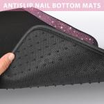 CAR PASS Bling Diamond Car Floor Mat Shining Rhinestones Carpet, Sparkly Glitter Crystal Anti-Slip PVC Heel Pad Automotive Universal Fit for SUV Sedan Car Van, 4pcs for Girl Cute Women, Black Pink