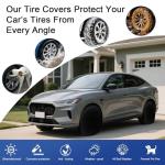 Tire Covers 4 Pack Waterproof and Anti-UV Snow Sun Rain Tire Covers for RV Truck SUV Trailer Camper Fit for Tire Diameters 24 to 26 Inches Black 420D Oxford Fabric