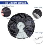 Tire Covers 4 Pack Waterproof and Anti-UV Snow Sun Rain Tire Covers for RV Truck SUV Trailer Camper Fit for Tire Diameters 24 to 26 Inches Black 420D Oxford Fabric