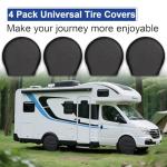 Tire Covers 4 Pack Waterproof and Anti-UV Snow Sun Rain Tire Covers for RV Truck SUV Trailer Camper Fit for Tire Diameters 24 to 26 Inches Black 420D Oxford Fabric