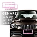 Sandfren Bling Car License Plate Frame for Women, 2PCS Crystal Rhinestone Stainless Steel Vehicle Plate Holder, Glitter Diamond Sparkly Auto Plate Tag Cover Accessories, Universal Fit (Pink/Pink Bow)