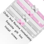 Sandfren Bling Car License Plate Frame for Women, 2PCS Crystal Rhinestone Stainless Steel Vehicle Plate Holder, Glitter Diamond Sparkly Auto Plate Tag Cover Accessories, Universal Fit (Pink/Pink Bow)