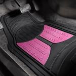 FH Group Automotive Floor Mats - Heavy-Duty Monster Eye Rubber for Cars, Universal Fit Full Set, Climaproof Mats, Trimmable Most Sedan, SUV, Truck Pink