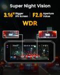 IIWEY 4K Dash Cam Front and Rear for Cars, Dual UHD Camera with WiFi, Free 64GB Card, 3.16" IPS, G-Sensor, Parking Mode, Loop Recording, WDR