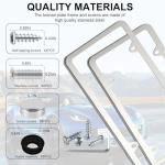 LivTee Chrome License Plate Frames, 4 Holes Stainless Steel License Plate Covers, 2PCS Car License Plate Holder, Automotive Accessories, Slim Design with Bolt and Gasket Cover for US Cars(Silver)