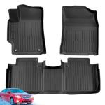 Car Floor Mats for Toyota Camry: 2007-2011 All Weather Interior Accessories, TPE Tech Rubber Black Front Rear Liners, Full Coverage Automotive Carpets Set Custom Fit for Camry 2011 2010 2009 2008 2007