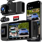 WECOOL 3 Channel Dash Cam Front and Rear Inside, 4K Ultra HD & 470° Wide-Angle Full-View Dash Camera for Cars with 64GB Card, 24H Parking Monitor, G-Sensor, Loop Recording, Night Vision, 5GHz WiFi