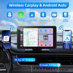 VUKARUAL Wireless Apple Carplay and Android Auto Screen for Car, 7" HD Portable Touch Screen Car Stereo with Bluetooth, Backup Camera, Navigation, Mirror Link for All Vehicles