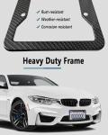 ZXFOOG Carbon Fiber License Plate Frames- 2 Pack Black Aluminum Front & Rear Auto Car Tag Holder, Heavy Duty Bracket with Mount Hardware, Screws Caps, Rattle Proof Pads (Carbon Pattern