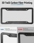 ZXFOOG Carbon Fiber License Plate Frames- 2 Pack Black Aluminum Front & Rear Auto Car Tag Holder, Heavy Duty Bracket with Mount Hardware, Screws Caps, Rattle Proof Pads (Carbon Pattern